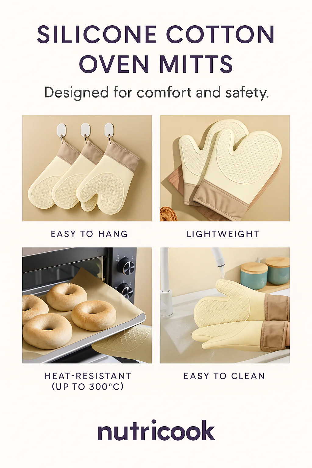 Oven Mitt Glove/s - Silicone Cotton - Image 2